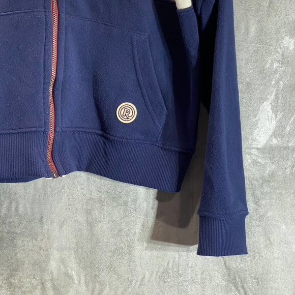 RE-SPUN By Marine Layer Women's Navy Colorblock Full-Zip Hooded Sweater SZ M - Picture 5 of 9